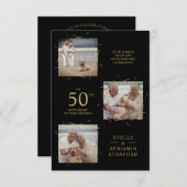 黒モダンい3枚の写真Pet結婚 All's Anniversary (正面/裏面)