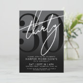 黒モダンい30th誕生日パーティの招待状 招待状 (スタンド正面)