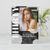 黒モダンい30th誕生日パーティー写真 招待状 (スタンド正面)