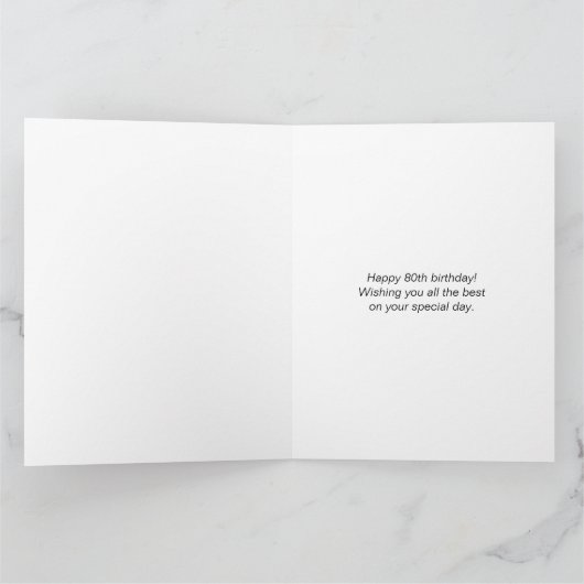 黒モダンい80誕生日のカスタムフォトグリーティング カード (内部)
