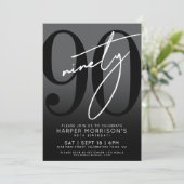 黒モダンい90th誕生日パーティーへの招待 招待状 (スタンド正面)