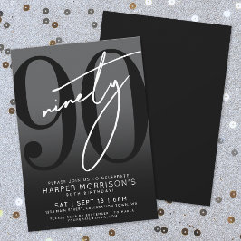 黒モダンい90th誕生日パーティーへの招待 招待状