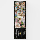 黒モダンおめでとうGRAD 45フォトコラージュ 横断幕 (縦)