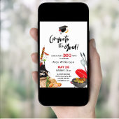 黒モダンおもしろいスクリプト卒業BBQパーティー 招待状