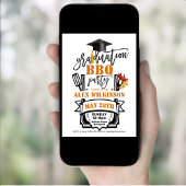 黒モダンおもしろいスクリプト3 Photo GRAD BBQパーティー 招待状