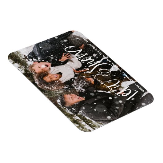 黒モダンおもしろい白はっきりしたスクリプト雪 マグネット (右側)