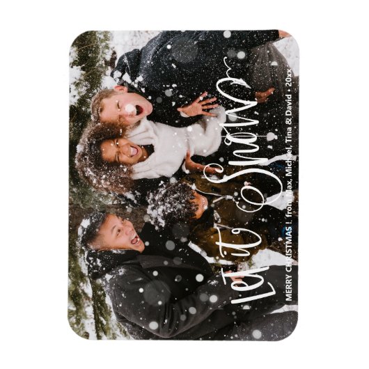 黒モダンおもしろい白はっきりしたスクリプト雪 マグネット (縦)