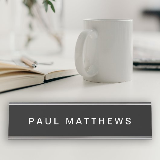 黒モダンお洒落カスタムの名前の追加 デスクネームプレート