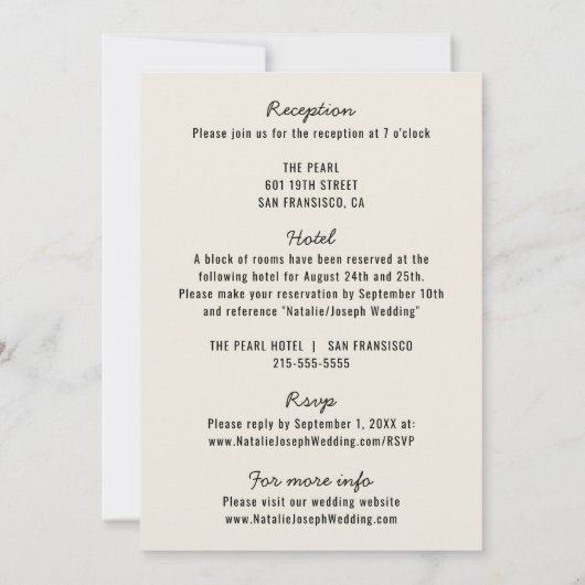 黒モダンお洒落レトロ結婚 招待状 (裏面)