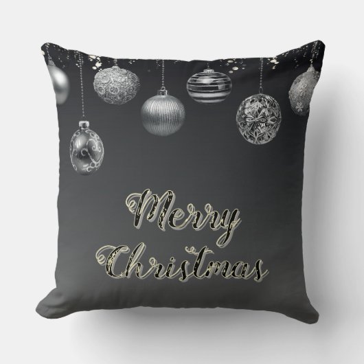 黒モダンお洒落色とシルバー20インチx 20インチ大型 クッション (正面)