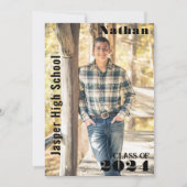 黒モダンお洒落金ゴールド卒業写真の名前 招待状 (正面)