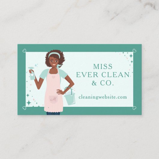 黒モダンかわいらし人清掃・メイド・サービス 名刺 (正面)