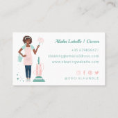 黒モダンかわいらし人清掃・メイド・サービス 名刺 (裏面)