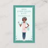 黒モダンかわいらし人清掃・メイド・サービス 名刺 (正面)