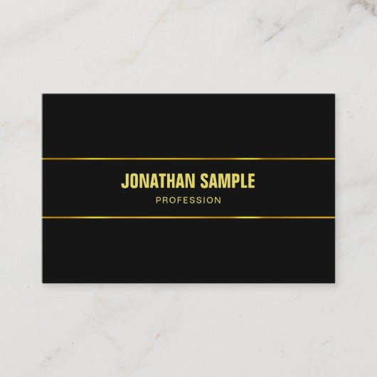 黒モダンとエレガント金ゴールドの魅力的なテンプレート 名刺 (正面)