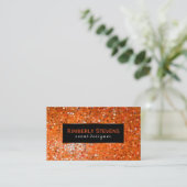 黒モダンとオレンジのグリッターとスパークル 名刺 (スタンド正面)