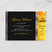 黒モダンとオレンジのグリッターロゴシルバー縁ど 名刺 (裏面)