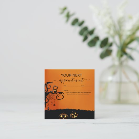 黒モダンとオレンジのハロウィーン 予約カード (スタンド正面)