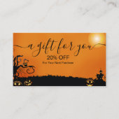 黒モダンとオレンジのハロウィーン 割引カード (正面)