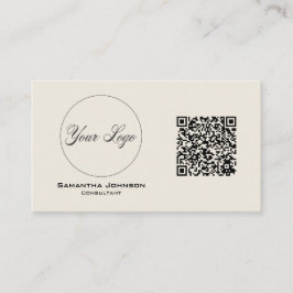 黒モダンとクリームのQRコード名刺 名刺