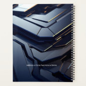 黒モダンとグレーの幾何学的デザイン、名前と文字 プランナー手帳 (裏面)