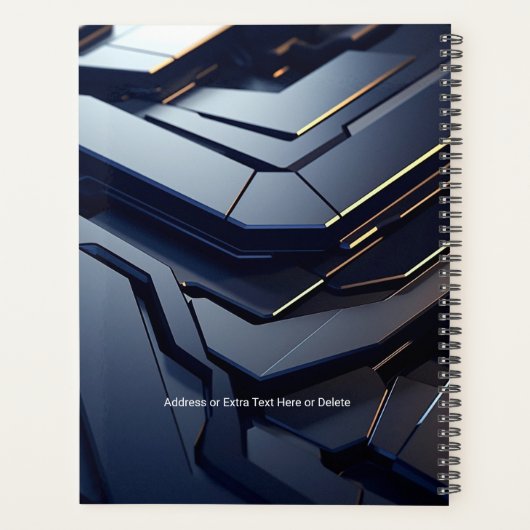 黒モダンとグレーの幾何学的デザイン、名前と文字 プランナー手帳 (裏面)