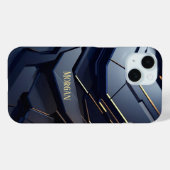 黒モダンとグレーの幾何学的デザイン、金ゴールド名 Case-Mate iPhoneケース (裏面 (横))