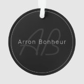 黒モダンとグレー |名カッコいい前&モノグラム オーナメント (裏面)