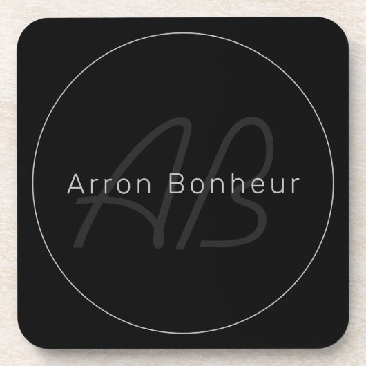 黒モダンとグレー |名カッコいい前&モノグラム コースター (正面)