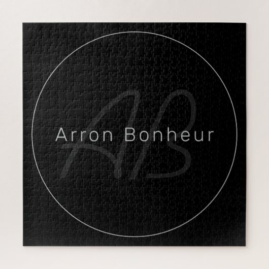 黒モダンとグレー |名カッコいい前&モノグラム ジグソーパズル (縦)