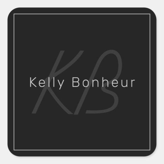 黒モダンとグレー |名カッコいい前&モノグラム スクエアシール (正面)