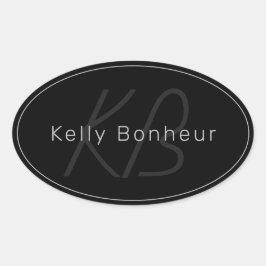 黒モダンとグレー |名カッコいい前&モノグラム 楕円形シール