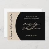 黒モダンとトープ日付はがきを保存 案内ポストカード (正面/裏面)