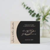 黒モダンとトープ日付はがきを保存 案内ポストカード (スタンド正面)