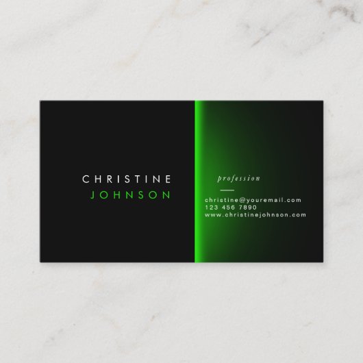 黒モダンとネオングリーンのデザイン 名刺 (正面)
