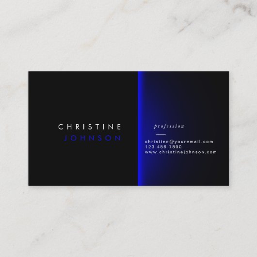 黒モダンとネオンブルーのデザイン 名刺 (正面)