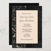 黒モダンとバニラタピオカの大理石 招待状 (正面/裏面)