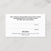 黒モダンとバラの金ゴールドお客様の紹介カード 紹介カード (裏面)