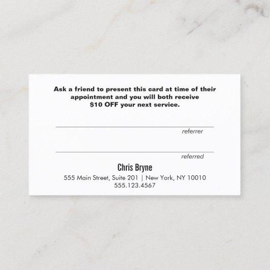 黒モダンとバラの金ゴールドお客様の紹介カード 紹介カード (裏面)