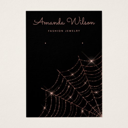 黒モダンとバラの金ゴールドイヤリング表示カード (正面)