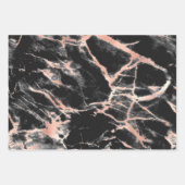 黒モダンとバラの金ゴールド大理石のパターン ラッピングペーパーシート (正面3)