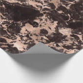 黒モダンとバラの金ゴールド大理石パターン ラッピングペーパー (角)