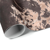 黒モダンとバラの金ゴールド大理石パターン ラッピングペーパー (ロールコーナー)