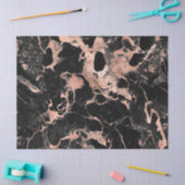 黒モダンとバラの金ゴールド大理石パターン 薄葉紙 (クラフト)