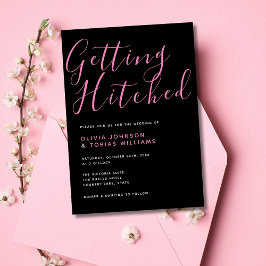 黒モダンとピンクがヒッチング 招待状