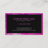 黒モダンとピンクのグリッターとキラキラ 名刺 (裏面)