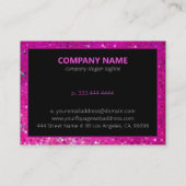 黒モダンとピンクのグリッターとキラキラ 名刺 (裏面)