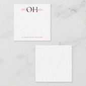 黒モダンとピンクのスクリプクラシックト正方形 ノートカード (正面/裏面)