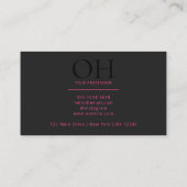 黒モダンとピンクのスクリプクラシックト 名刺 (裏面)