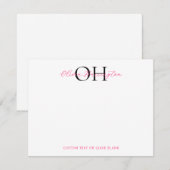 黒モダンとピンクのスクリプトクラシックタイポグラフィ ノートカード (正面/裏面)